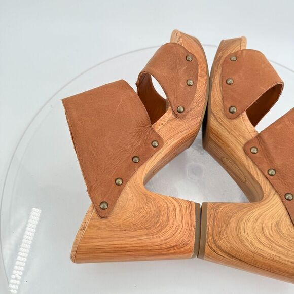 Kork-Ease Womens Darra Sandals Platform Block Heel Brown Slide Slip On Wooden 11 - Picture 12 of 14